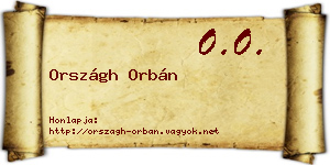Országh Orbán névjegykártya